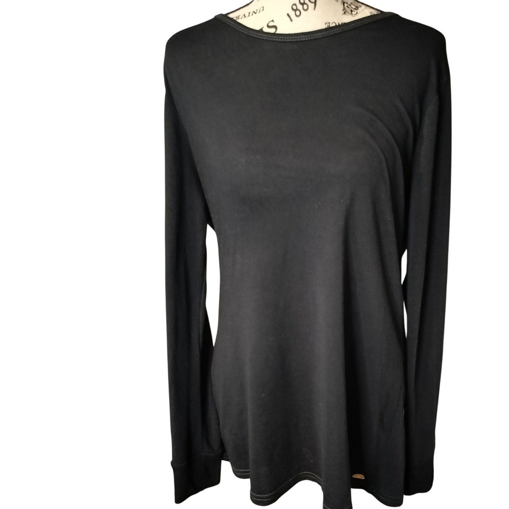 CC California Black Long Sleeve Open Back V‎ Strap Detail Casual Top Size L